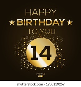 Creative Happy Birthday to you text (14 years) Colorful decorative banner design ,Vector illustration.