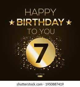 Creativo Feliz cumpleaños a tu texto (7 años) Colorido diseño de banner decorativo, ilustración vectorial.