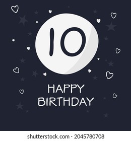 Creative Happy Birthday to you text (10 years) Colorful greeting card ,Vector illustration.