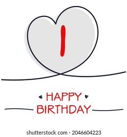 Creative Happy Birthday to you text (1 years) Colorful greeting card ,Vector illustration.