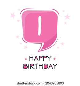 Creative Happy Birthday to you text (1 years) Colorful greeting card ,Vector illustration.