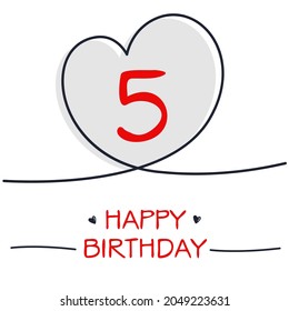 Creative Happy Birthday to you text (5 years) Colorful greeting card ,Vector illustration.