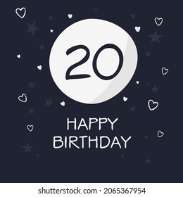 Creative Happy Birthday to you text (20 years) Colorful greeting card ,Vector illustration.
