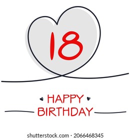 Creative Happy Birthday to you text (18 years) Colorful greeting card ,Vector illustration.