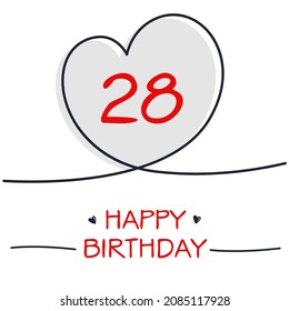 Creative Happy Birthday to you text (28 years) Colorful greeting card ,Vector illustration.