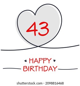 Creative Happy Geburtstag zu Ihnen Text (43 Jahre) Farbige Grußkarte , Vektorgrafik.