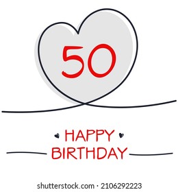 Creative Happy Birthday to you text (50 years) Colorful greeting card ,Vector illustration.