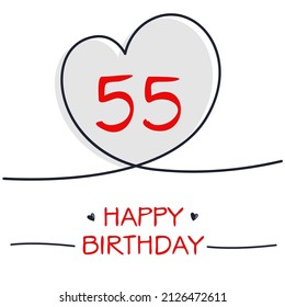 Creative Happy Birthday to you text (55 years) Colorful greeting card ,Vector illustration.