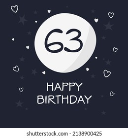 Creative Happy Birthday to you text (63 years) Colorful greeting card ,Vector illustration.