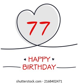 Creative Happy Geburtstag zu Ihnen Text (77 Jahre) Farbige Grußkarte , Vektorgrafik.