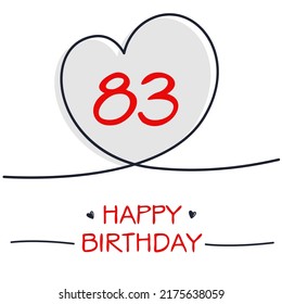Creative Happy Birthday to you text (83 years) Colorful greeting card ,Vector illustration. svg