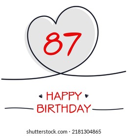 Creative Happy Birthday to you text (87 years) Colorful greeting card ,Vector illustration.