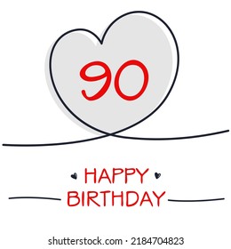 Creative Happy Geburtstag zu Ihnen Text (90 Jahre) Farbige Grußkarte , Vektorgrafik.