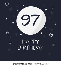 Creative Happy Geburtstag zu Ihnen Text (97 Jahre) Farbige Grußkarte , Vektorgrafik.