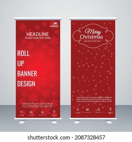 Creative happy Christmas roll-up vector template  banner designs