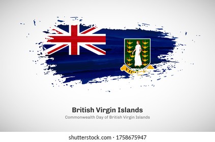 Creative happy commonwealth day of British Virgin Islands country with grungy watercolor country flag background