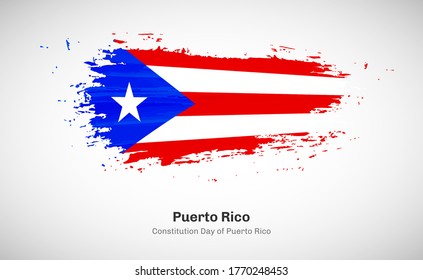 Creative happy constitution day of Puerto Rico country with grungy watercolor country flag background