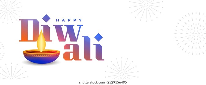 creative happy diwali celebration wallpaper with glowing diya vector