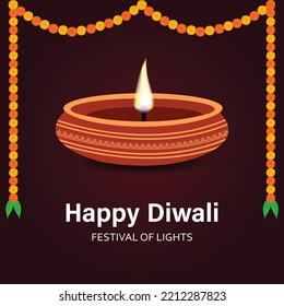 Creative happy diwali festival vector design