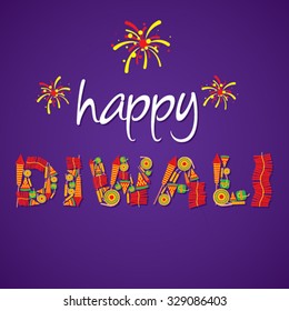 creative happy diwali greeting design by cracker vector