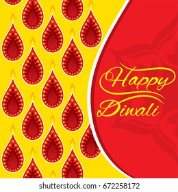 creative happy diwali greeting design with diya pattern