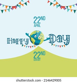 Creative Happy earth day banner design template.