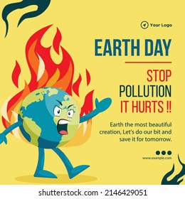 Creative Happy earth day banner design template.