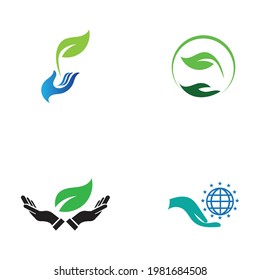 creative happy earth day logo set  illustration design template