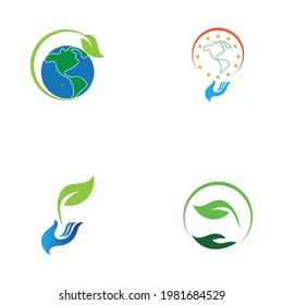 creative happy earth day logo set  illustration design template