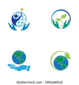 creative happy earth day logo set  illustration design template
