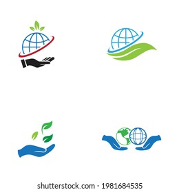 creative happy earth day logo set  illustration design template