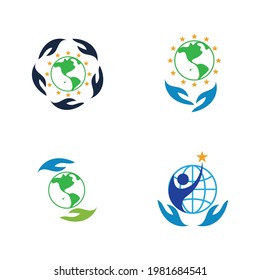 creative happy earth day logo set  illustration design template