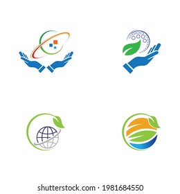 plantilla de diseño de conjunto de logotipos de Día de la Tierra feliz creativo