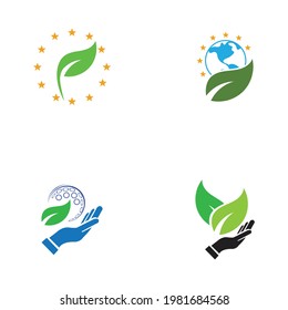 creative happy earth day logo set  illustration design template