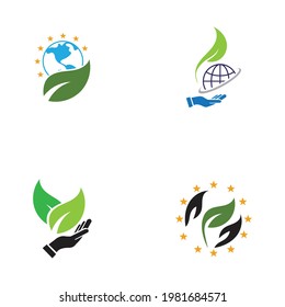 creative happy earth day logo set  illustration design template