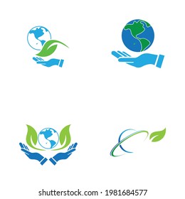 creative happy earth day logo set  illustration design template