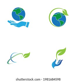 creative happy earth day logo set  illustration design template