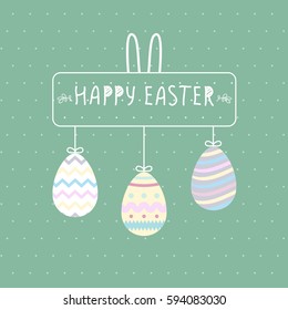 Creative Happy Easter Background With Rabbit And Eggs