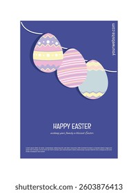 A creative Happy Easter Day Poster Set Template with Large White Space