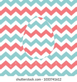 Creative Happy Easter Squared Card With Zig Zag Lines and Punchy Pastels. Minimal Design With Optical Illusion.