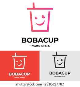 Creative happy face cup drink logo	