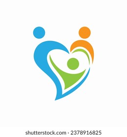 Creative happy family love logo design isolated, people community logo vector design template