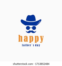 creative happy father day logo design vector illustration