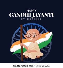 Creative happy gandhi jayanti 2nd October national festival banner template.