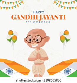 Creative happy gandhi jayanti 2nd October national festival banner template.