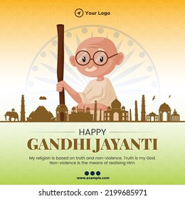 Creative happy gandhi jayanti 2nd October national festival banner template.