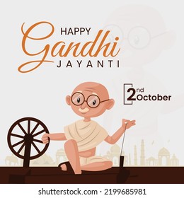 Creative happy gandhi jayanti 2nd October national festival banner template.