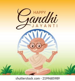 Creative happy gandhi jayanti 2nd October national festival banner template.