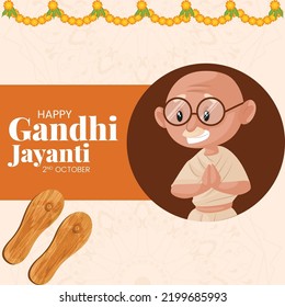 Creative happy gandhi jayanti 2nd October national festival banner template.