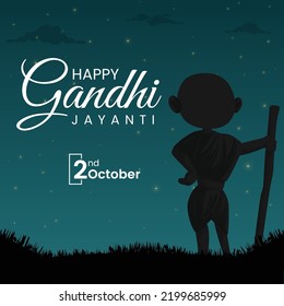 Creative happy gandhi jayanti 2nd October national festival banner template.